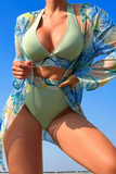 Maiô Feminino Kimono Cintura Alta Beachwear