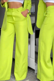 Conjunto blazer elegante e calça com gola entalhada, bolso, terno de duas peças